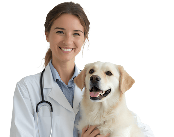 Veterinarian with dog